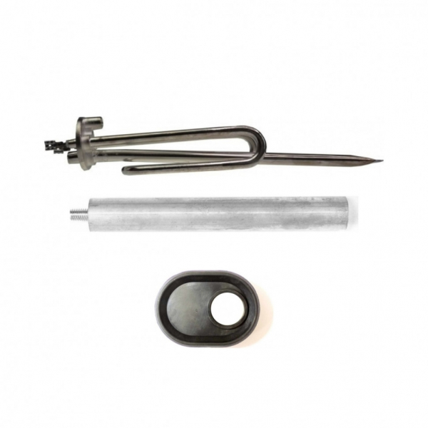 Комплект ТЭН 1,5кВт (1500Вт) RCA для водонагревателя Ariston, под анод М6, трубка под термостат D10мм, Silver + прокладка + анод, 20025G10SK