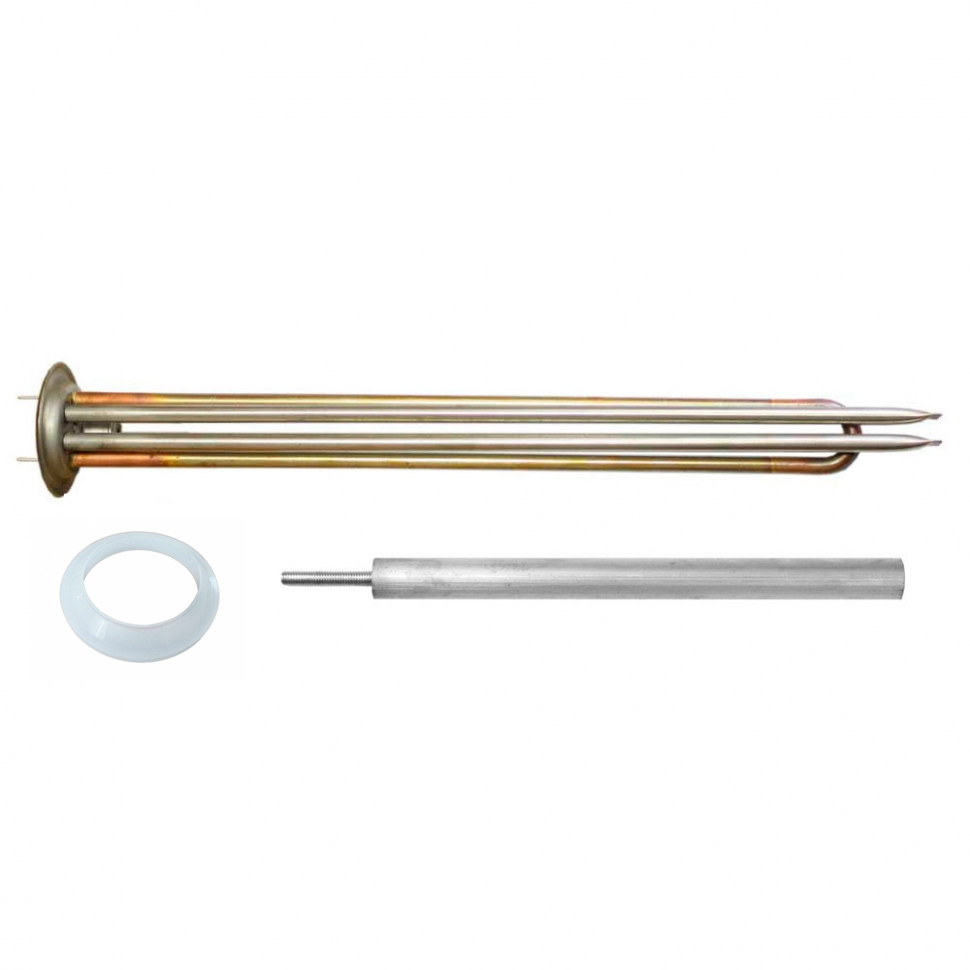 Комплект ТЭН 1,5кВт (1500Вт) RF для водонагревателя Polaris, Timberk + анод + прокладка, 10061К